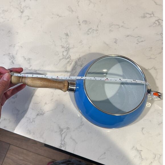 vintage 1970s fondue pot or saucepan with a mushroom design blue - Picture 9 of 9